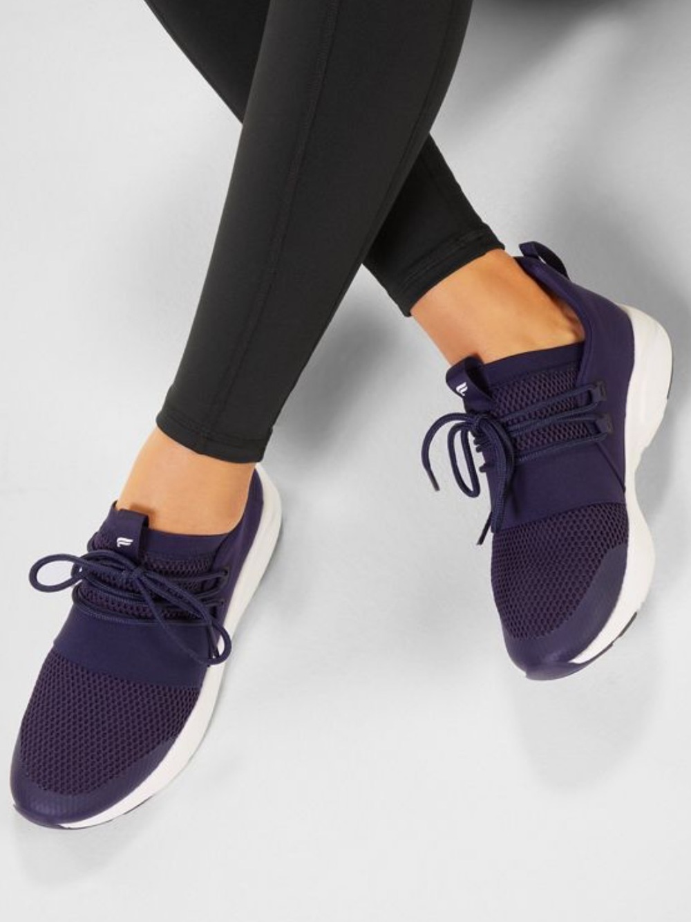 Fabletics Zuma Studio Sneaker sock-like mesh upper and wide support cross strap